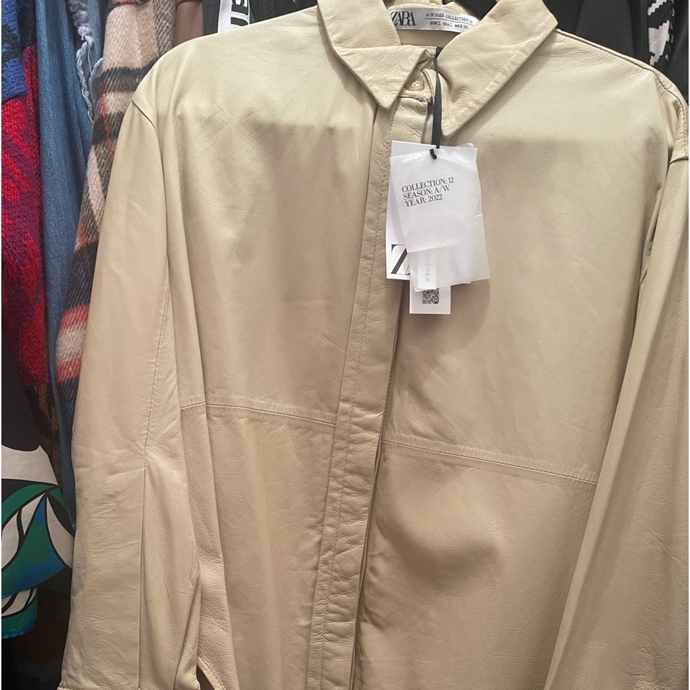 Pale yellow 100% leather shirt brand new!!!